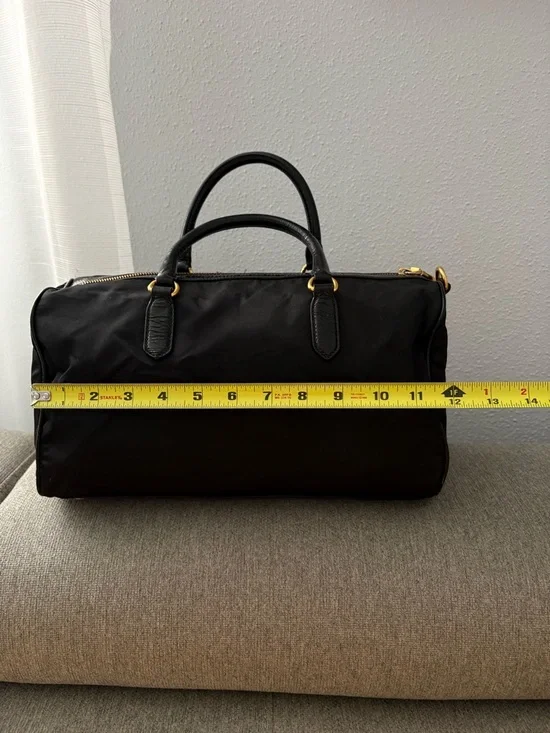 Prada Black Nylon Bowling Satchel with Gold Hardware - Picture 4 of 6